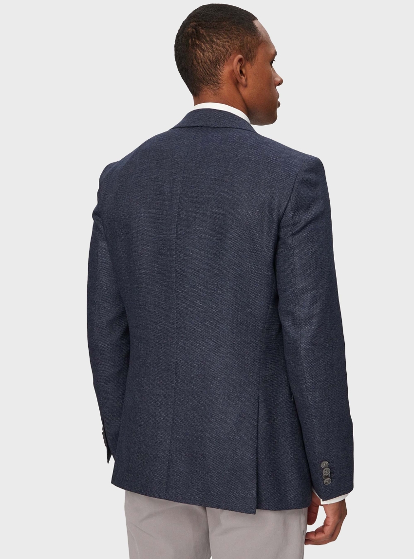BOSS Slim-Fit Blazer In A Micro-Pattern H-Hutson-262 - Dark Blue