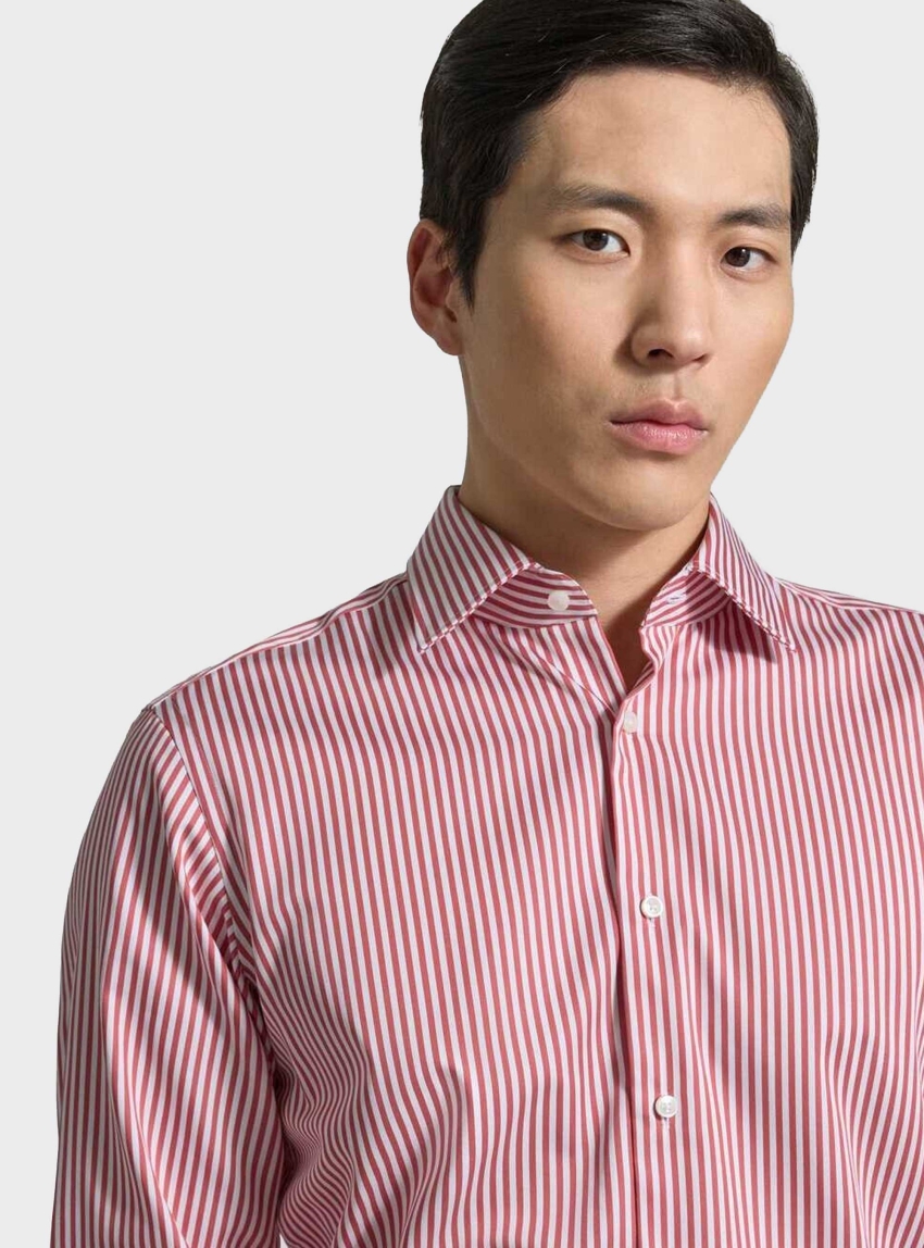 BOSS Regular-Fit Shirt In Striped Easy-Iron Cotton H-JOE-K-C1-261 - Pale Red