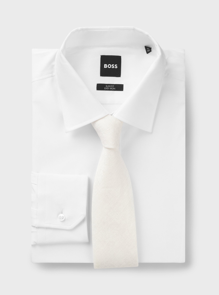 BOSS Silk-Linen Tie H-TIE CM 7.5 ONE - Natural