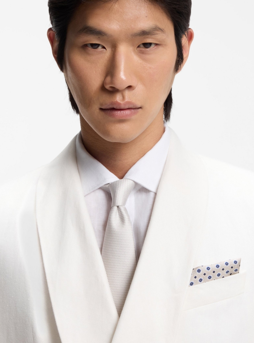 BOSS Silk Pocket Square With Digital Print And Logo H-POCKET SQ. ONE - Light Beige