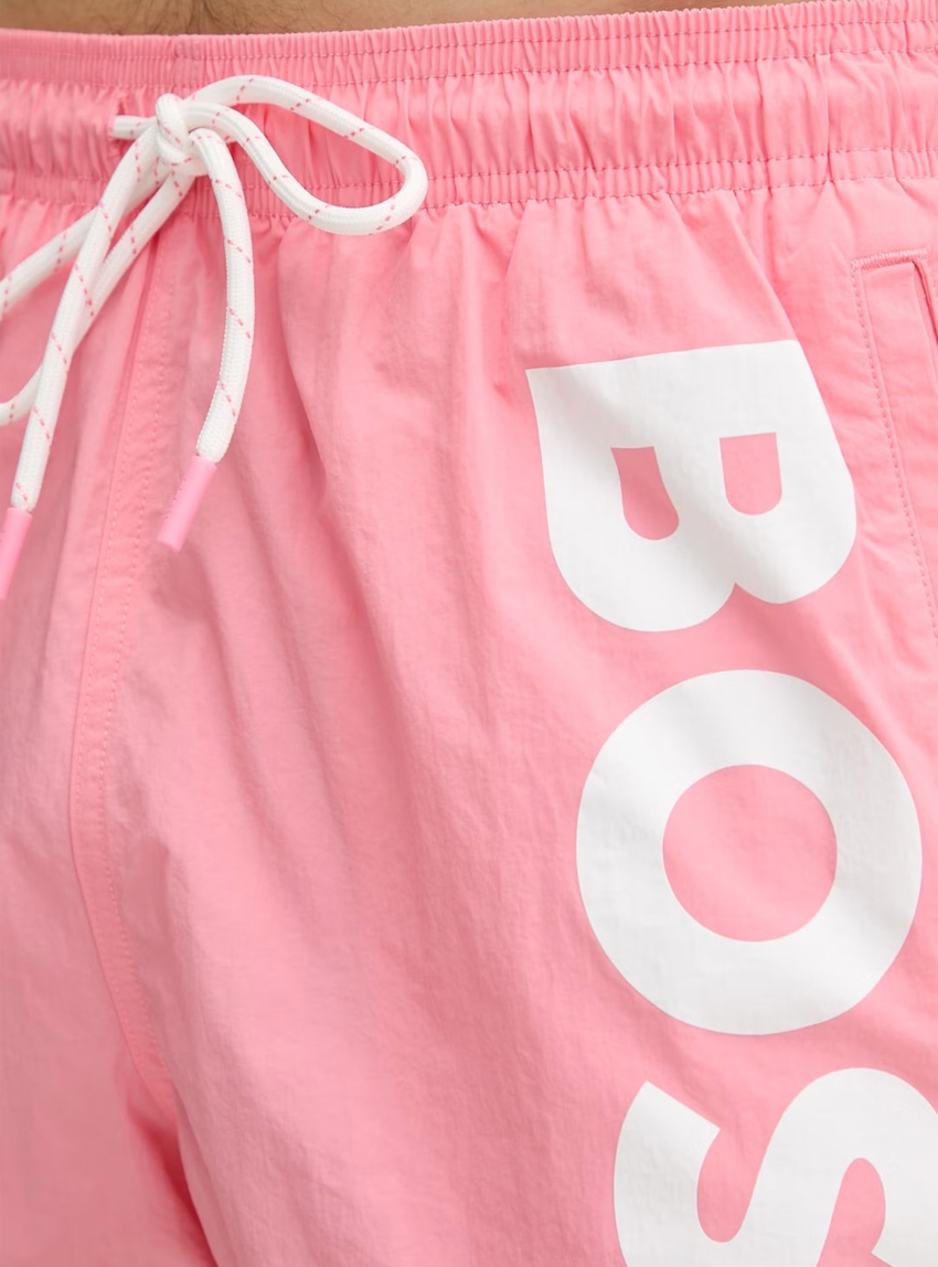 BOSS Quick-Dry Swim Shorts With Vertical Logo Print  Octopus - Pink