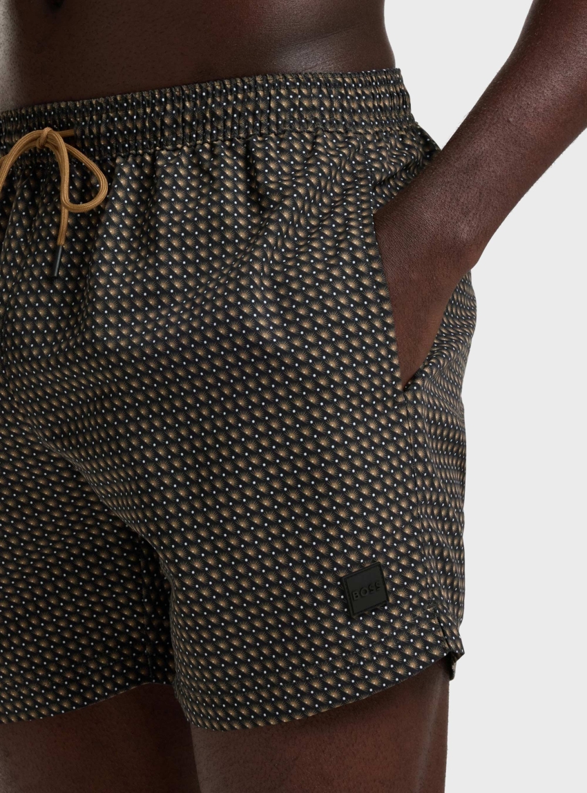 BOSS Micro-Print Swim Shorts In Quick-Dry Fabric  Vibe - Black