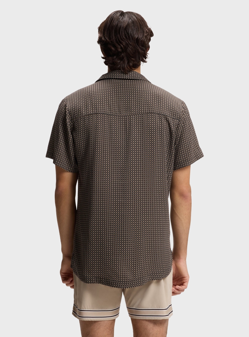 BOSS Regular-Fit Shirt With All-Over Print Beach Shirt - Black