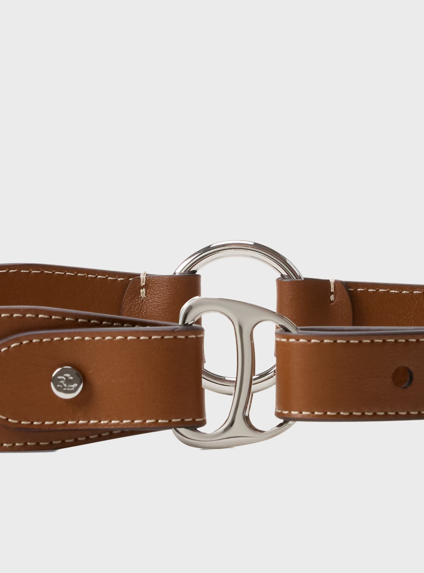 LAUREN Ralph Lauren Equestrian D-Ring Leather Belt - Rust