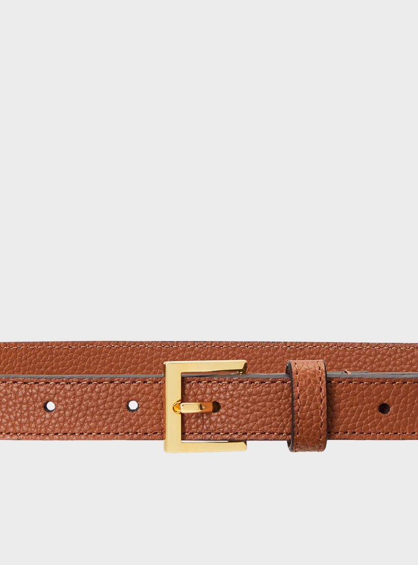 LAUREN Ralph Lauren Pebbled Leather Skinny Belt - Tan