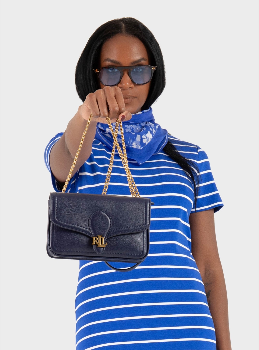 LAUREN Ralph Lauren Pebbled Leather Bradley Crossbody Wallet - Navy