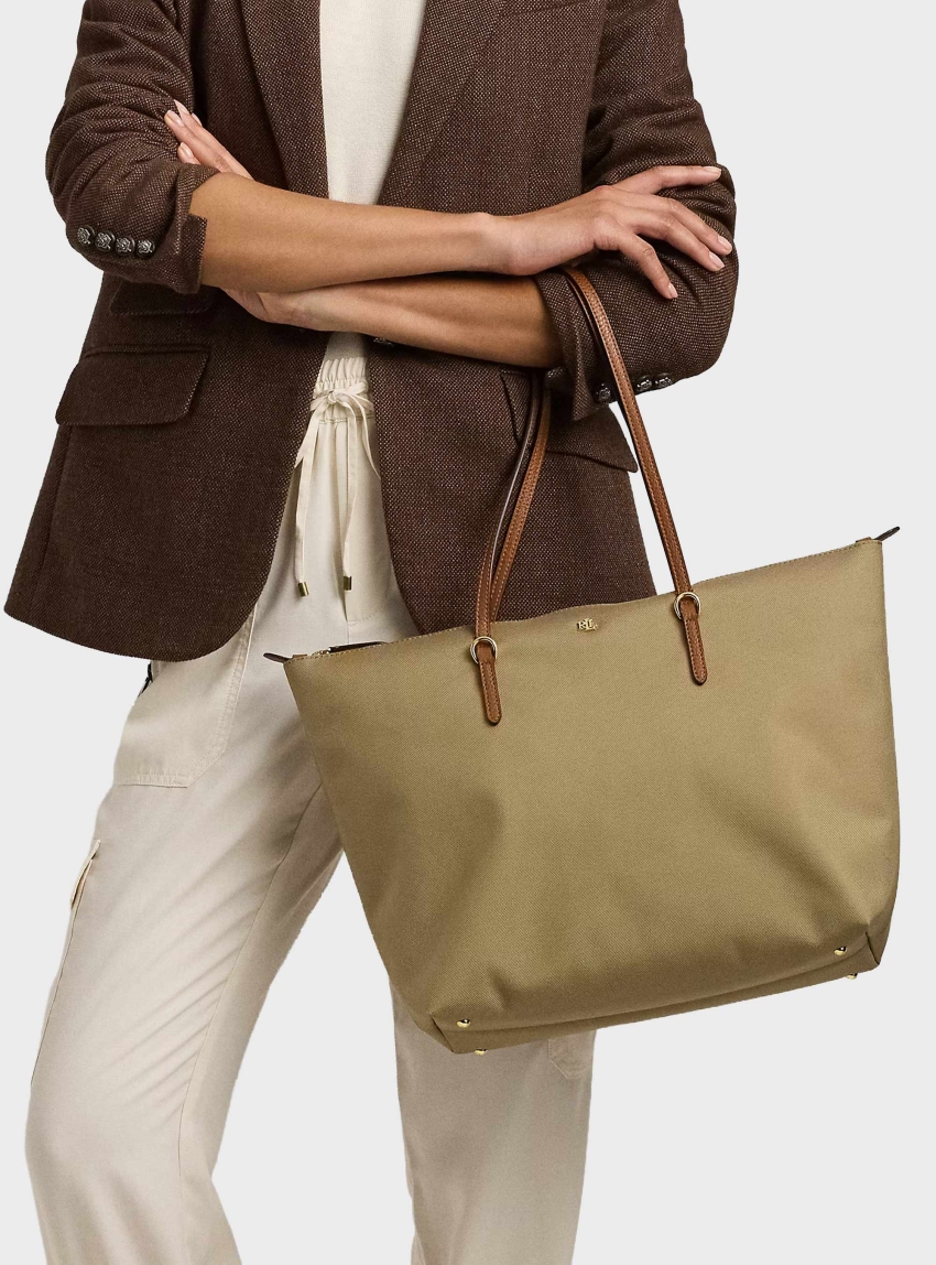 LAUREN Ralph Lauren Nylon Large Keaton Tote Bag - Beige