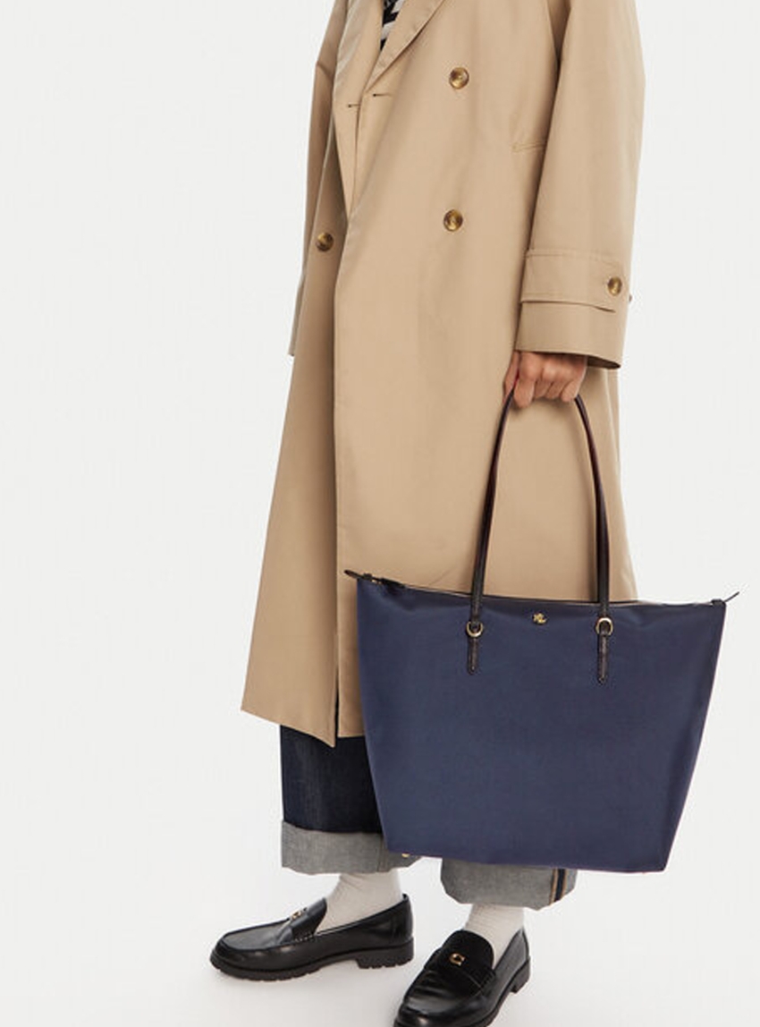 LAUREN Ralph Lauren Nylon Large Keaton Tote Bag - Navy
