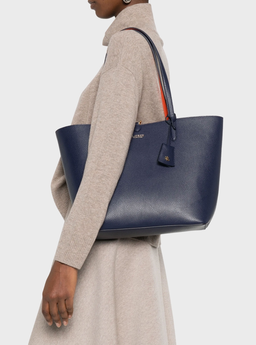 LAUREN Ralph Lauren Faux-Leather Large Reversible Tote Bag - Navy