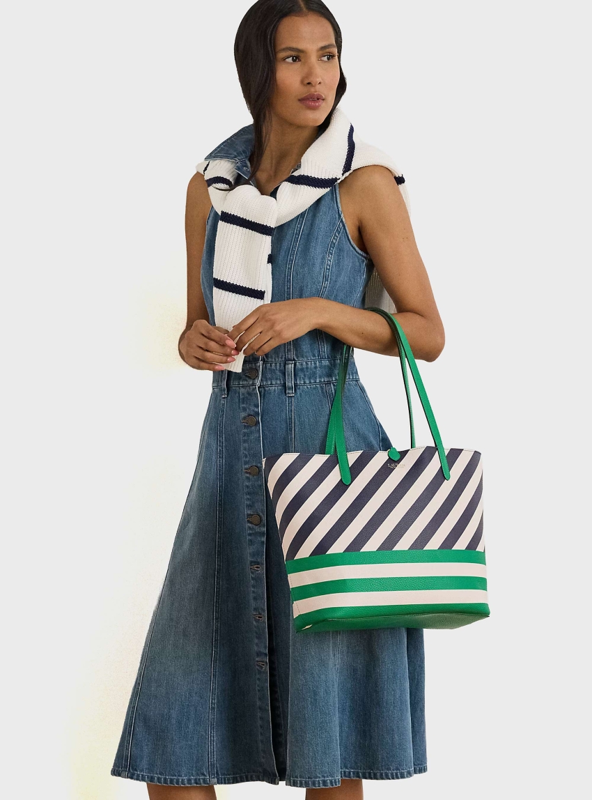 LAUREN Ralph Lauren Faux-Leather Large Reversible Tote Bag - Green