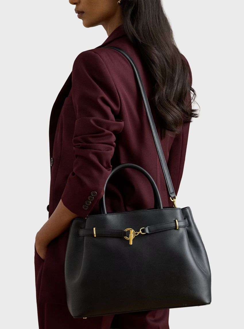 LAUREN Ralph Lauren Leather Large Blaike Satchel - Black