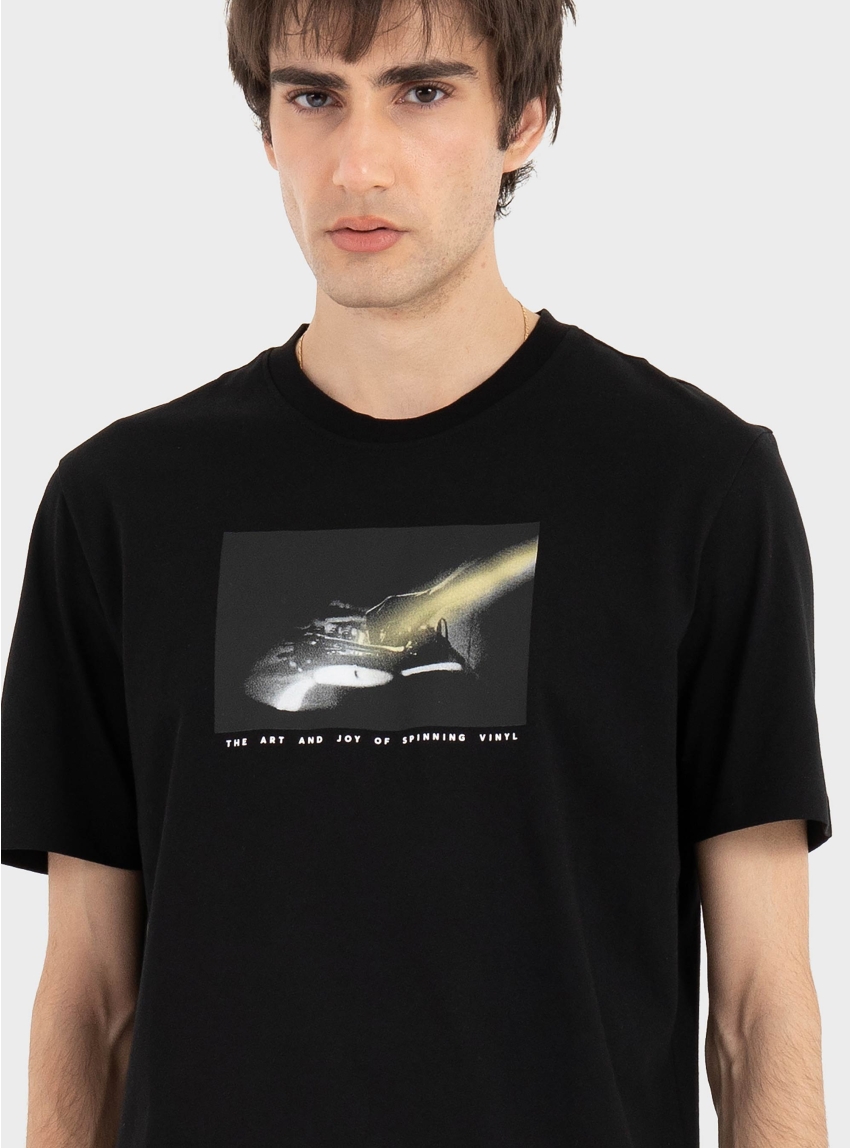 BOSS Cotton-Jersey T-Shirt With Printed Artwork Te_Dj - Black