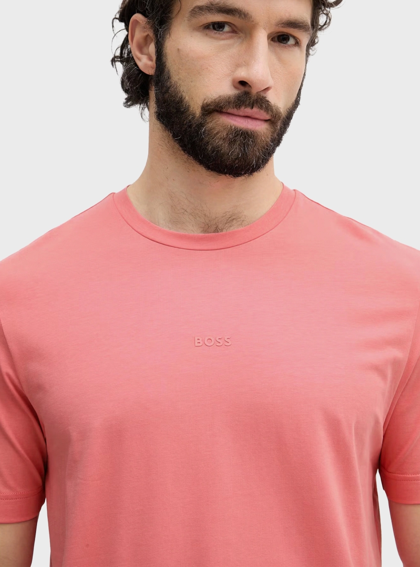 BOSS Stretch-Cotton T-Shirt With Contrast Logo  TChup - Pale Red