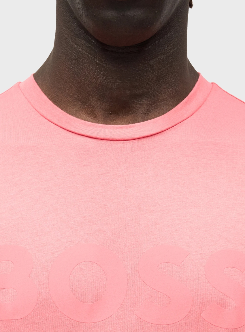 BOSS Cotton-Jersey T-Shirt With Large Logo Print Thinking 1 - Pale Red