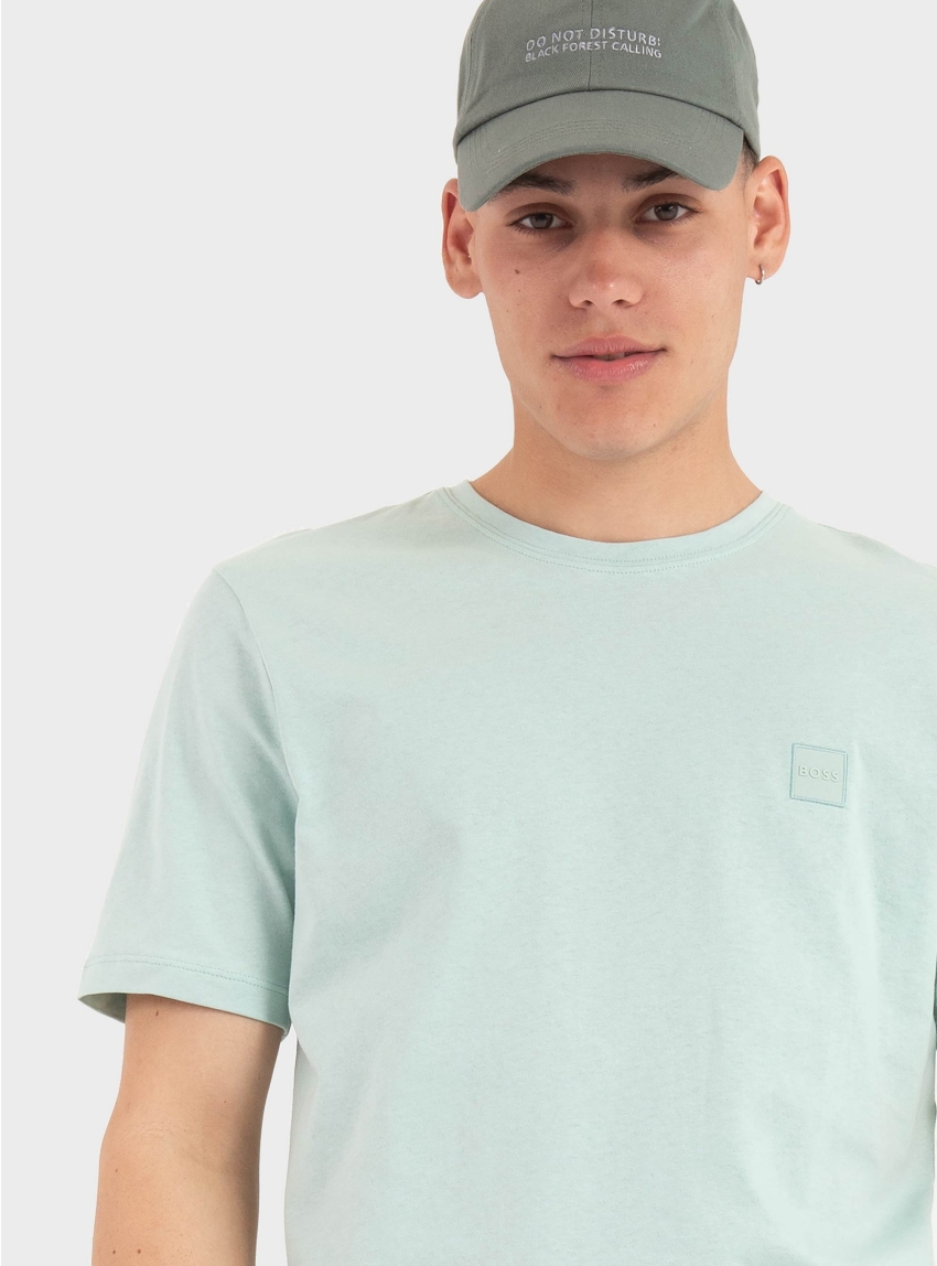 BOSS Cotton-Jersey T-Shirt With Logo Patch Tales - Aquamarine