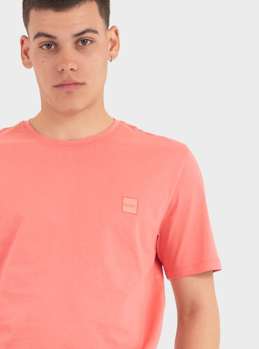 BOSS Cotton-Jersey T-Shirt With Logo Patch Tales - Pale Red