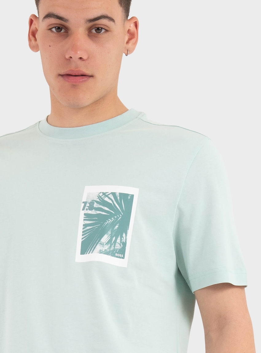 BOSS Cotton-Jersey T-Shirt With Graphic Print  Te_Board - Aquamarine
