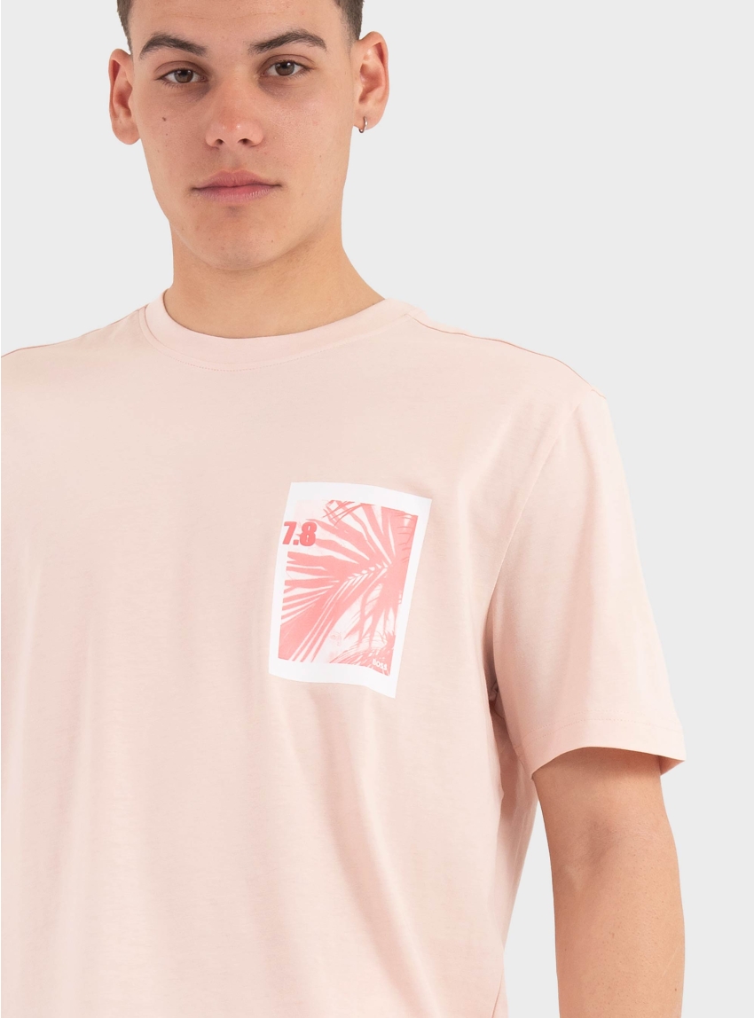 BOSS Cotton-Jersey T-Shirt With Graphic Print  Te_Board - Pink