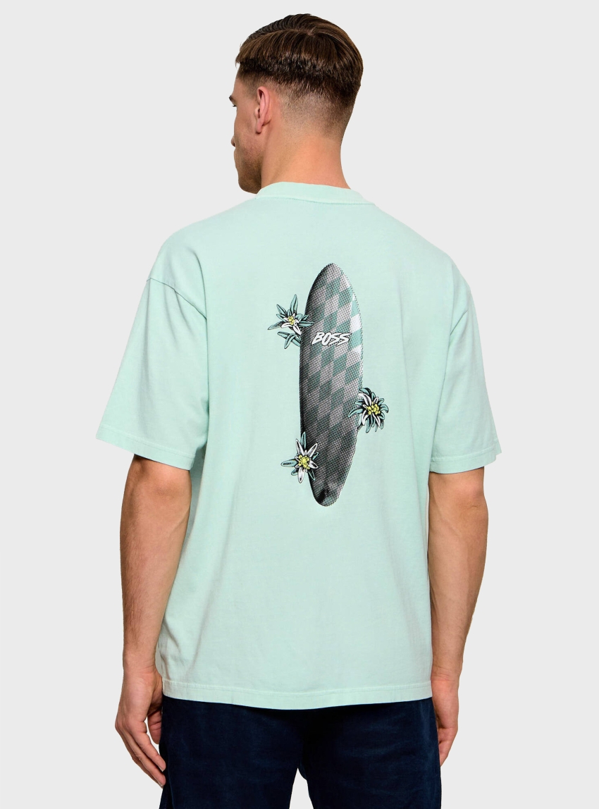 BOSS Cotton-Jersey T-Shirt With Graphic Print  Te_SurfWash - Aquamarine