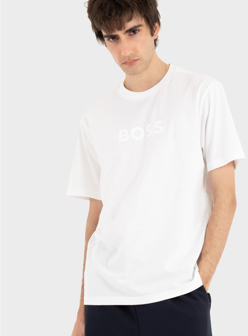 BOSS Cotton-Jersey T-Shirt With Golf-Inspired Logo  TS_Terrace Logo - White