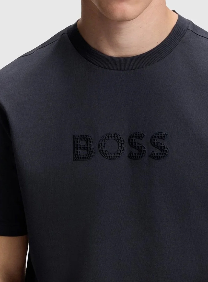 BOSS Cotton-Jersey T-Shirt With Golf-Inspired Logo  TS_Terrace Logo - Dark Blue