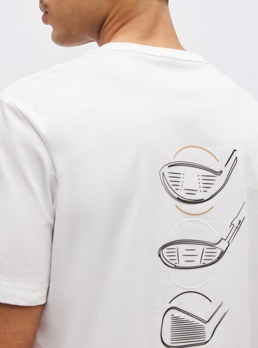 BOSS Cotton-Jersey T-Shirt With Golf-Inspired Logo  TS_GOC Birdie - White