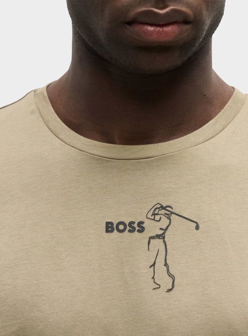 BOSS Cotton-Jersey T-Shirt With Golf-Inspired Logo  TS_GOC Birdie - Dark Beige