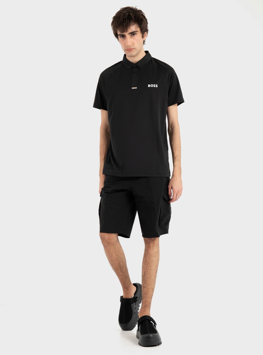BOSS Quick-Dry Slim-Fit Polo Shirt In Stretch Fabric  PL_GOC Paddytech - Black