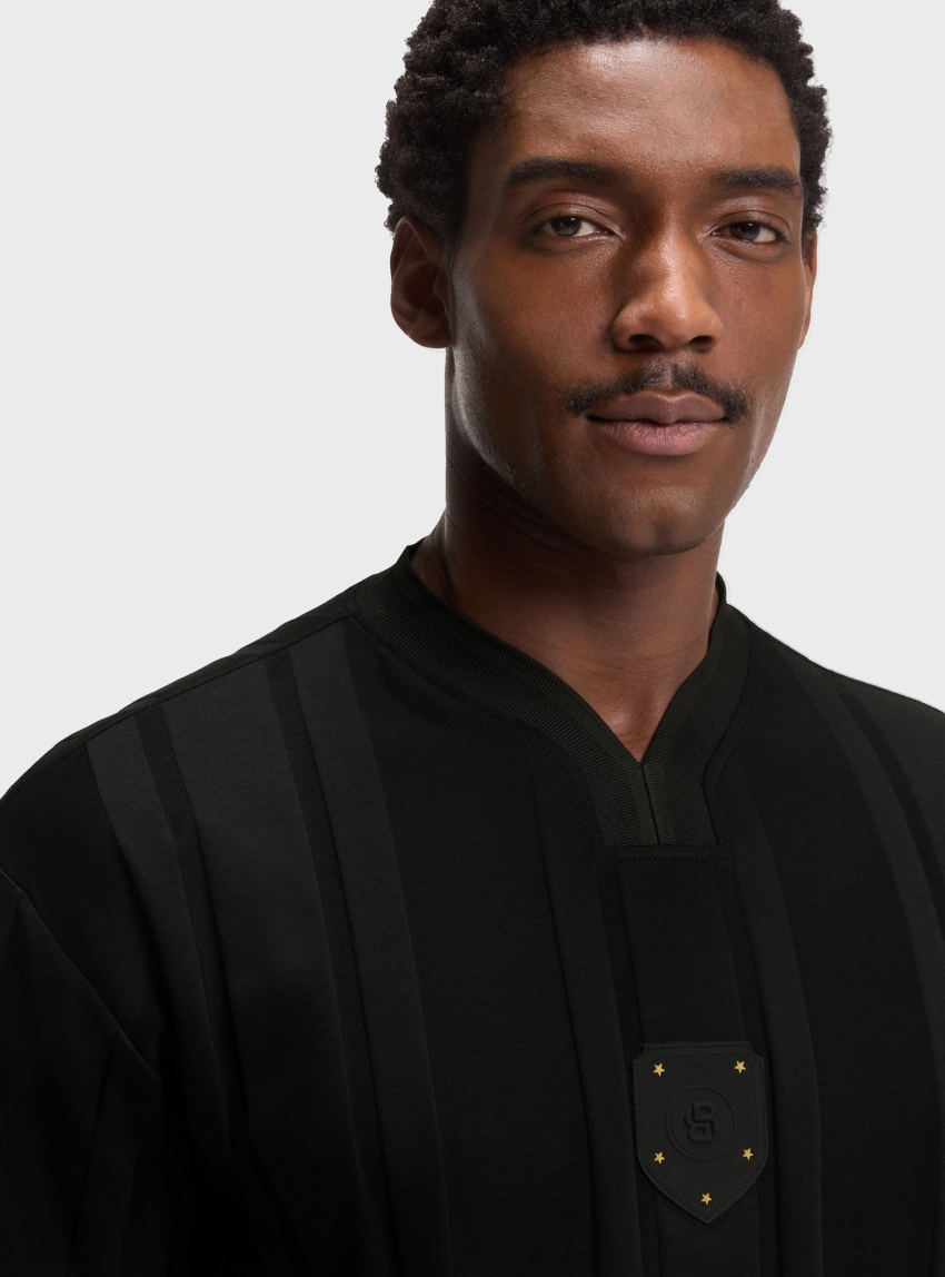 BOSS Cotton T-Shirt With Textured Stripes TS_BB BC Lux GRX - Black