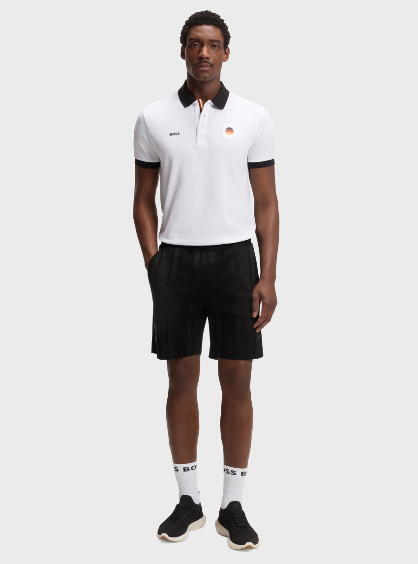 BOSS Cotton-Jersey Shorts With Matte And Lustrous Stripes  JT_BB BC Lux Huxley - Black