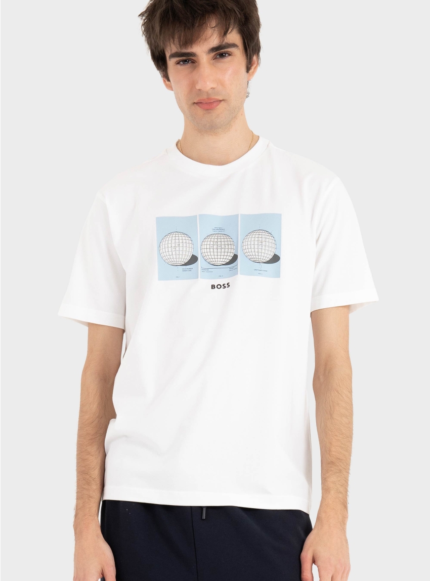 BOSS Relaxed-Fit T-Shirt TS_Terrace Photo - White