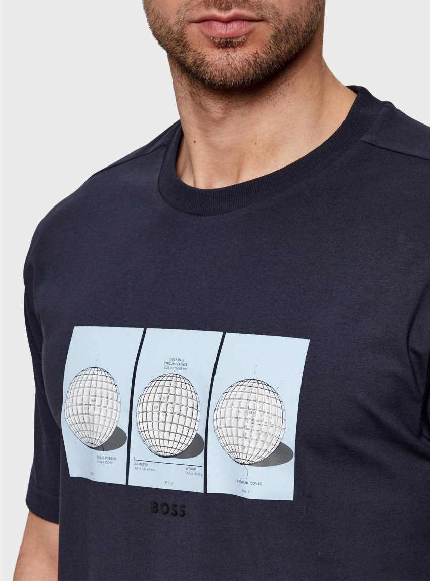 BOSS Relaxed-Fit T-Shirt TS_Terrace Photo - Dark Blue