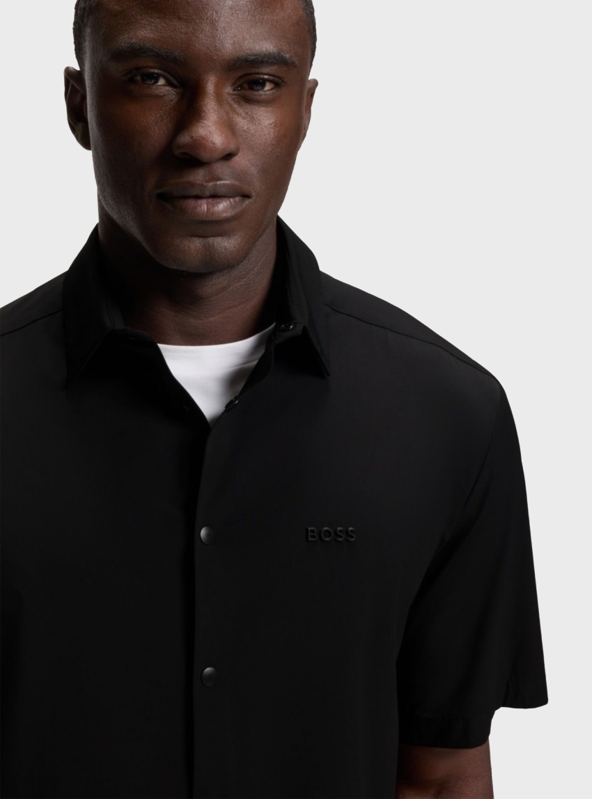 BOSS Relaxed-Fit Shirt With Water-Repellent Finish  ST_Member S - Black