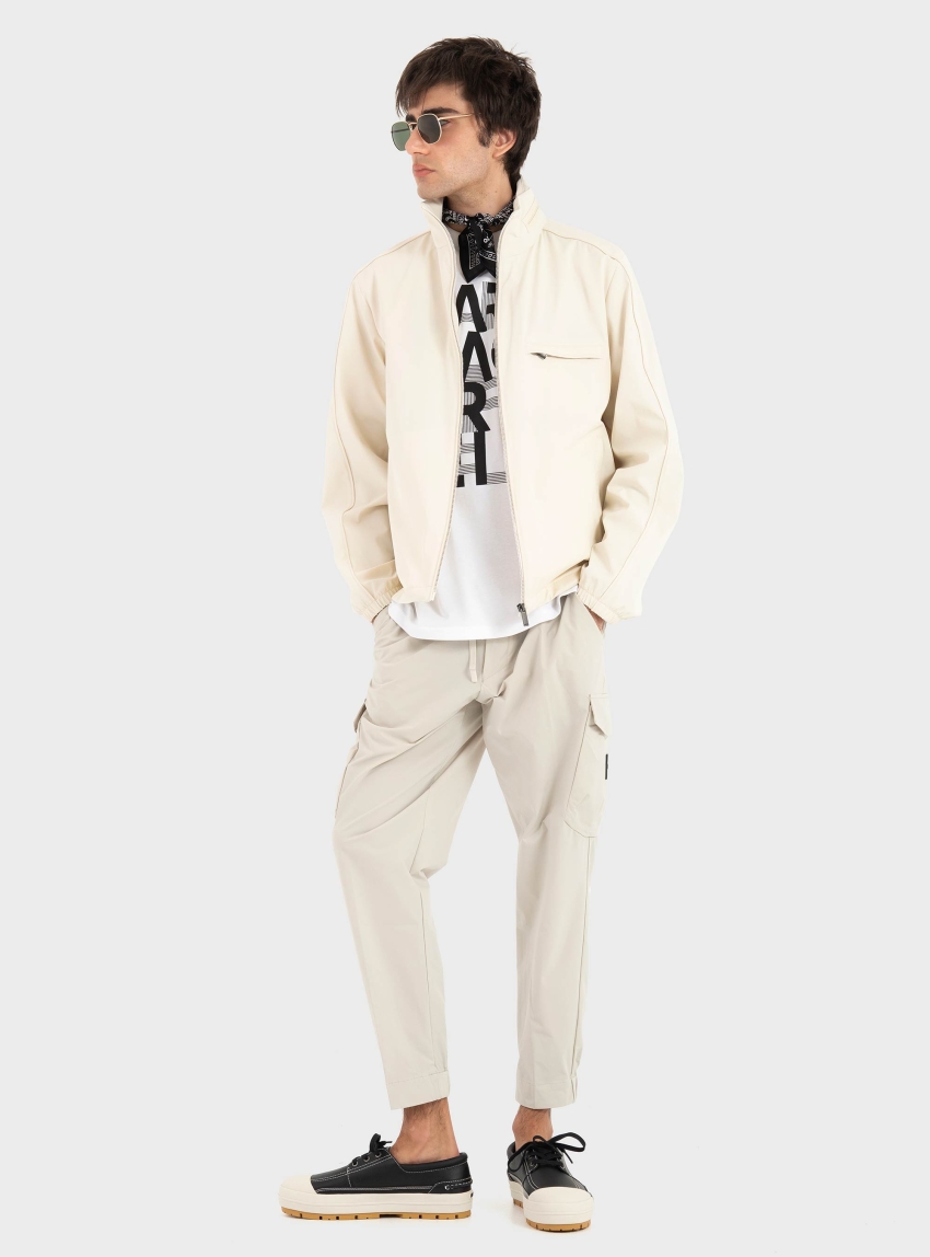 BOSS Tapered-Fit Trousers In Easy-Iron Stretch Poplin  T_Urbanex-CargoLight - Light Beige
