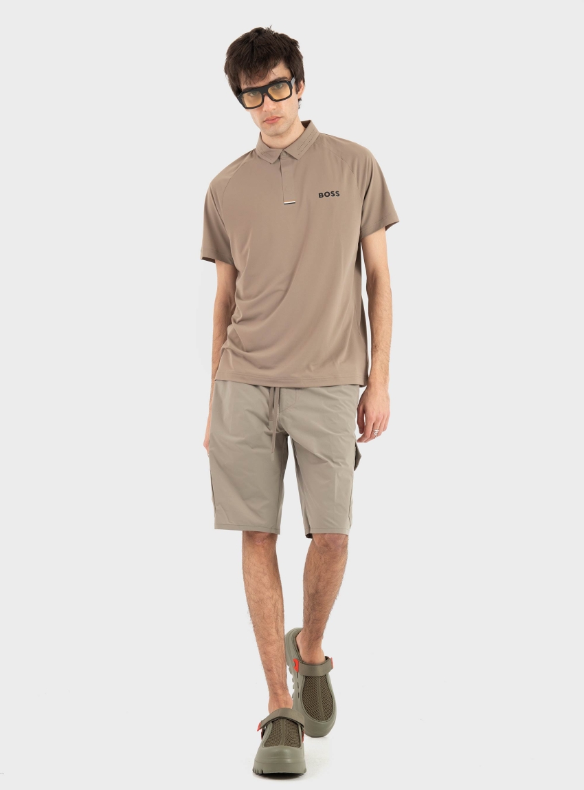 BOSS Tapered-Fit Shorts In Easy-Iron Stretch Poplin  S_Urbanex-Cargo - Dark Beige
