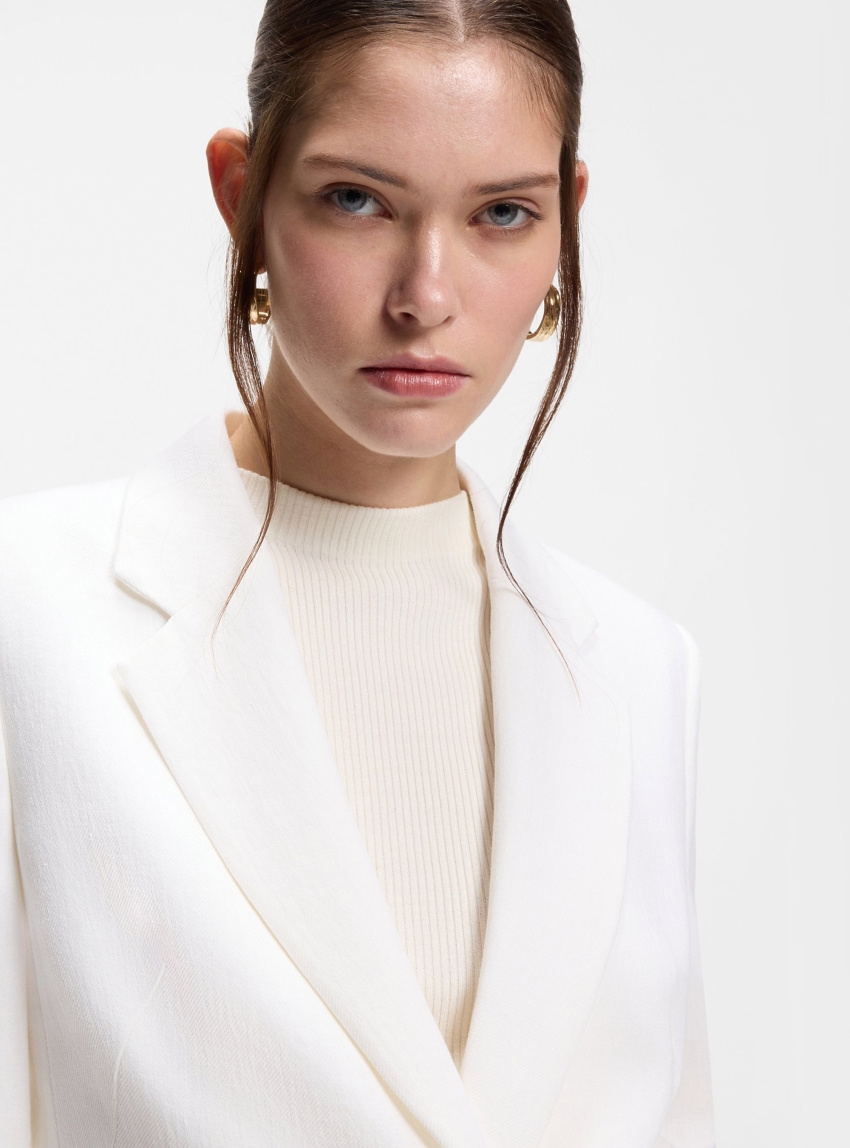 BOSS Slim-Fit Jacket In A Linen Blend  Jia8 - White