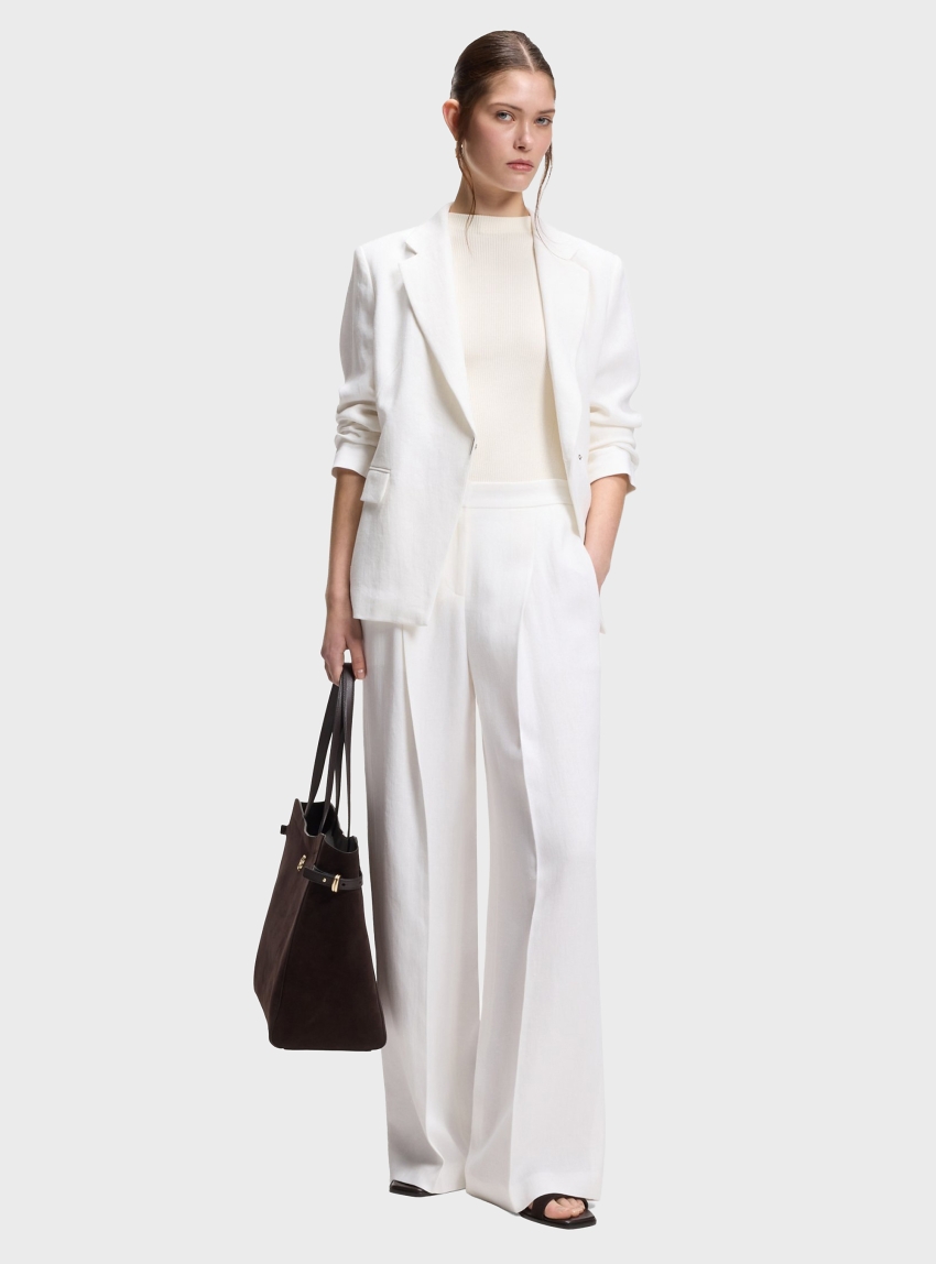 BOSS Relaxed-Fit Trousers In A Linen Blend  Tiana11 - White