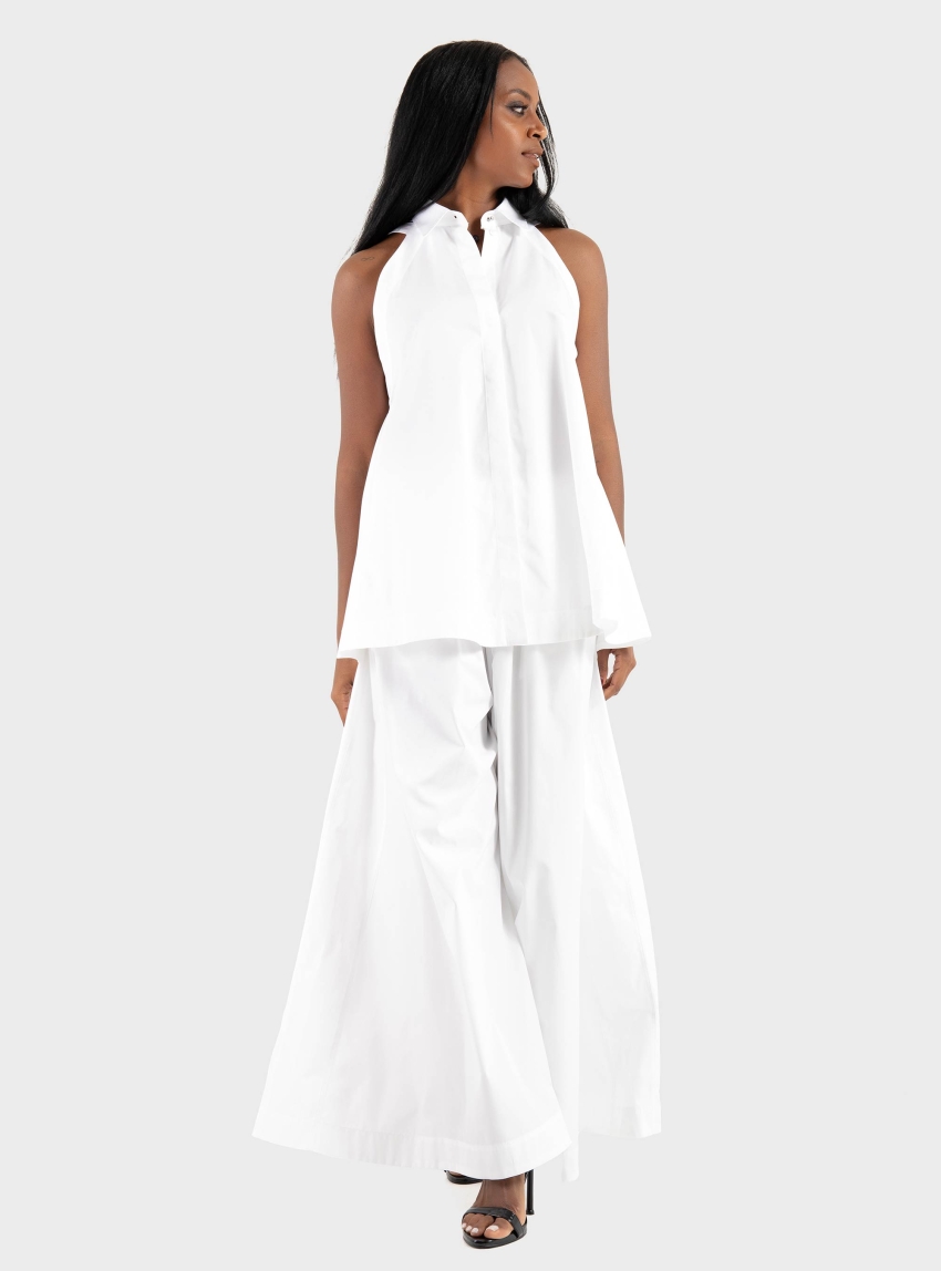 BOSS Wide Leg Trousers Talini - White