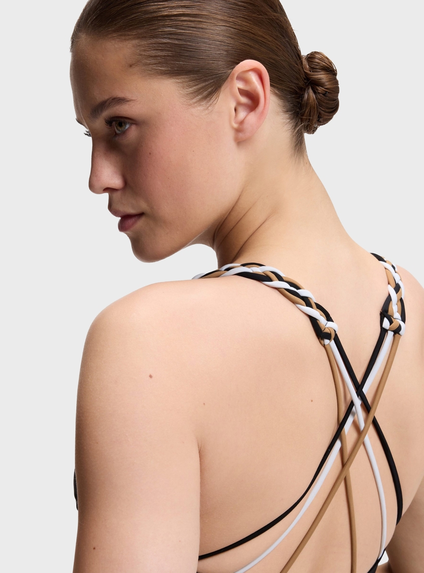 BOSS Swimsuit With Signature-Stripe Braided Straps SWIMSUIT_BOSS BRAID - Black