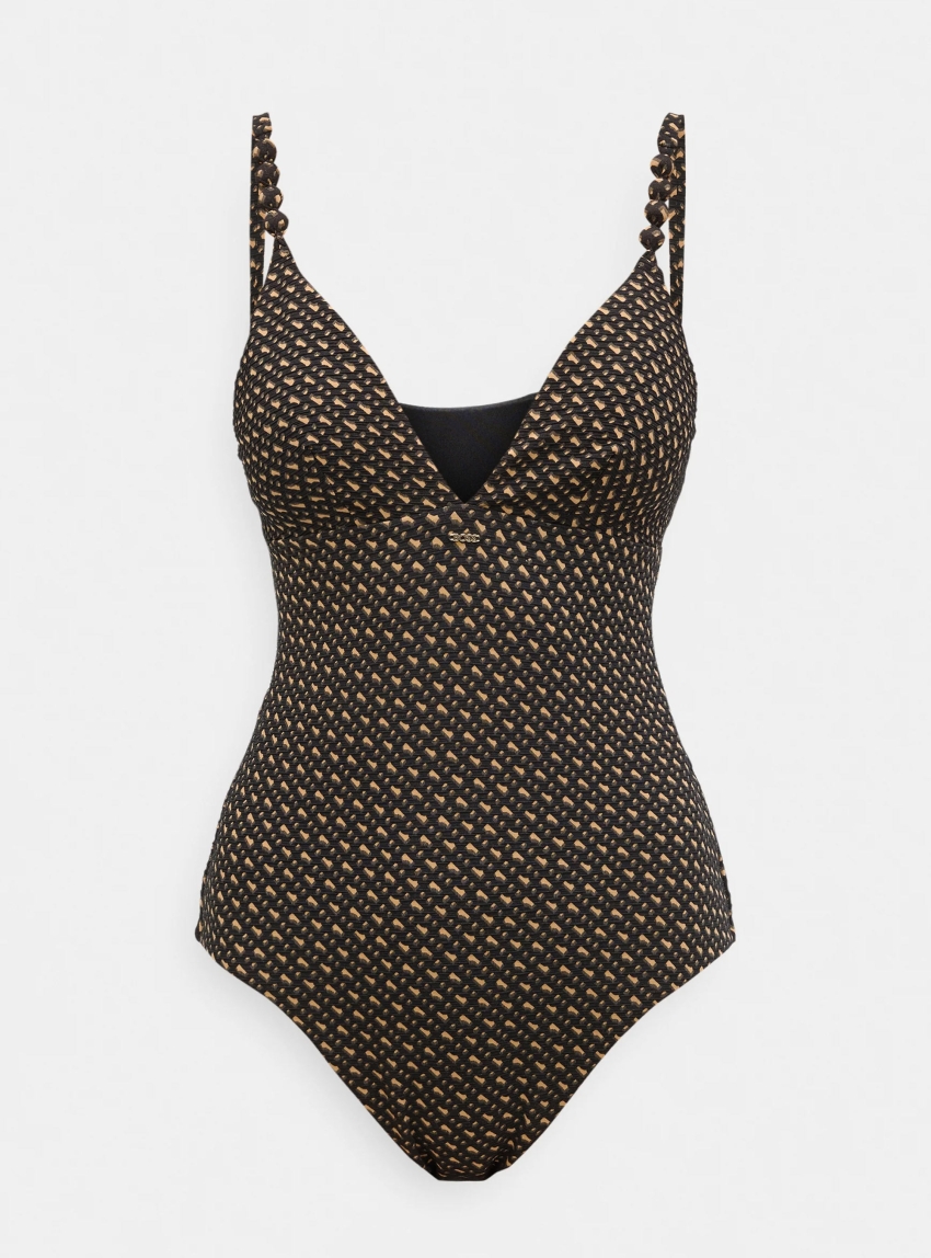 BOSS Monogram-Patterned Bikini Swimsuit  SWIMSUIT_BOSS PEARL - Brown