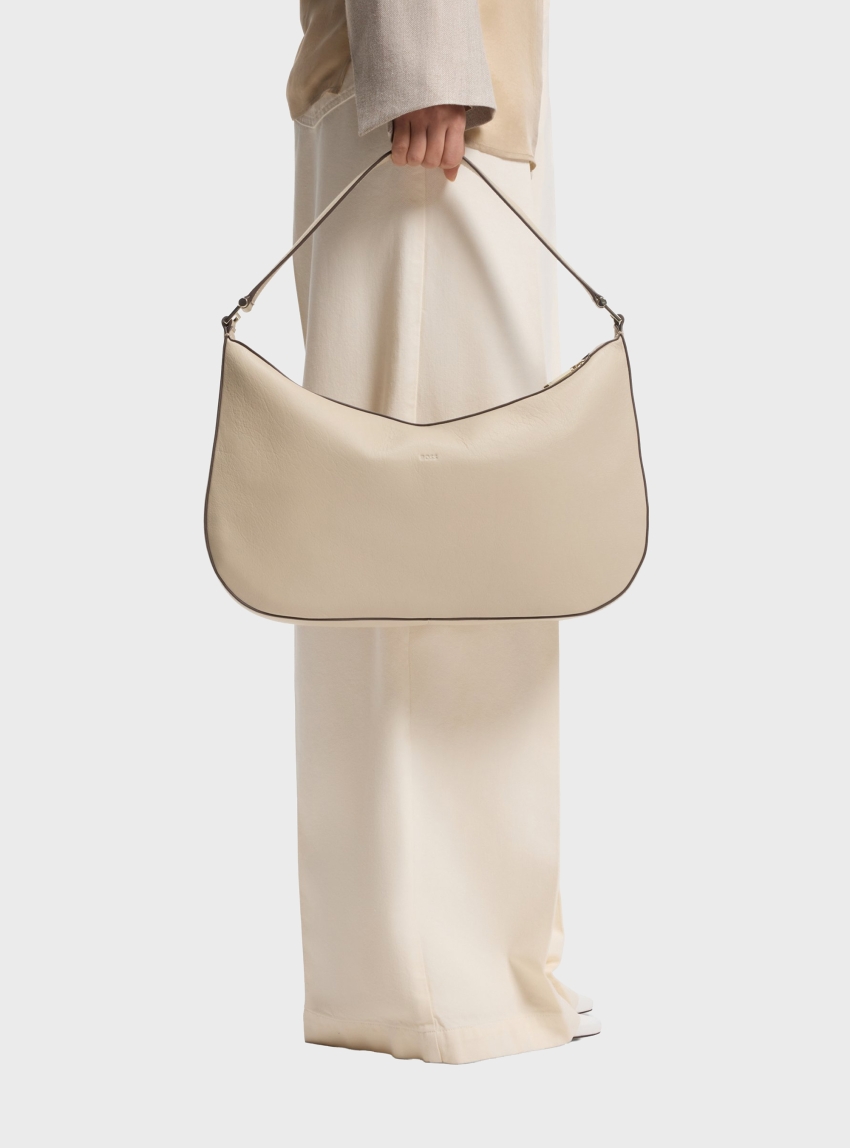 BOSS Ariell Hobo Bag In Leather Ariell New Hobo M - Beige