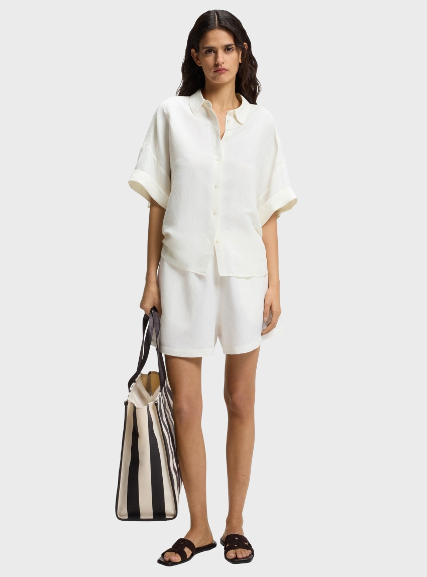 BOSS Regular-Fit Shirt With Rolled Cuffs  C_Bisenas - Off White