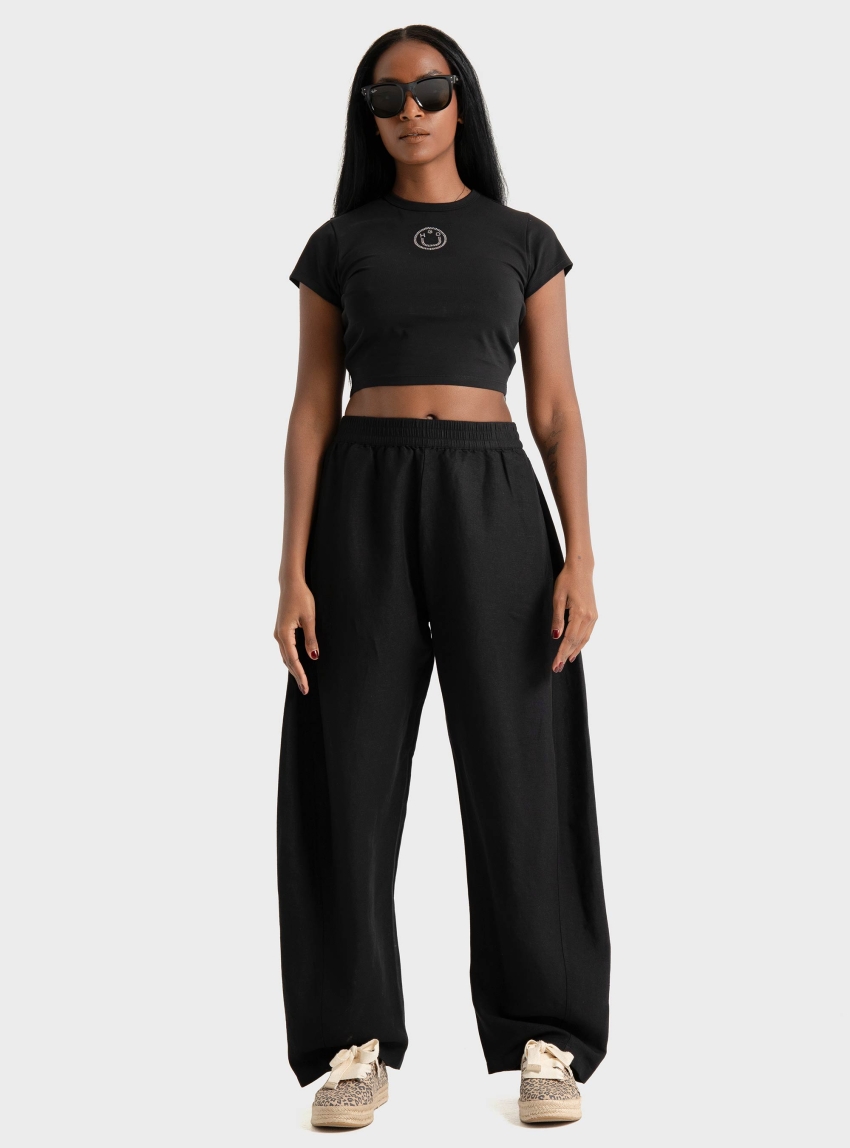 BOSS Balloon-Leg Trousers With Elasticated Waist  C_Talinen - Black