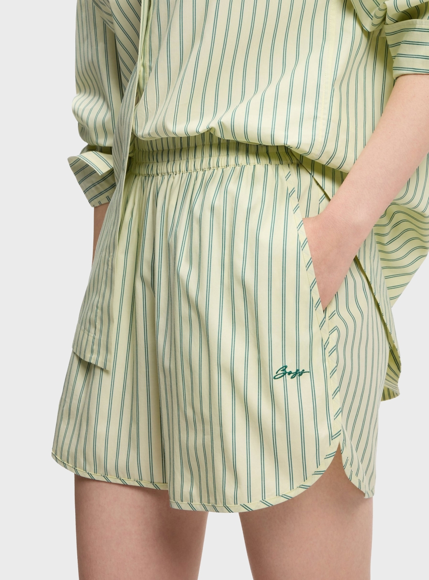 BOSS Cotton-Poplin Shorts With Vertical Stripe  C_Tiplyna - Pale Green