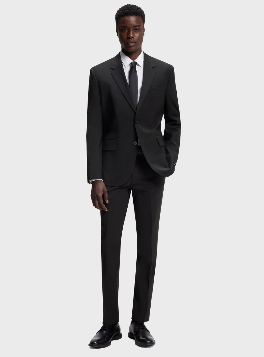 HUGO Extra-Slim-Fit Trousers In A Wool Blend  Hesten253X-MH - Black