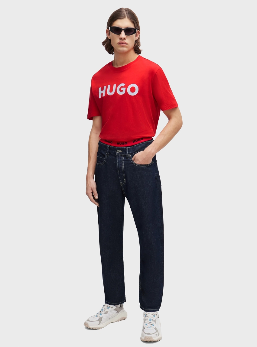 HUGO Regular-Fit T-Shirt In Cotton Jersey With Logo Print  Dulivio - Red