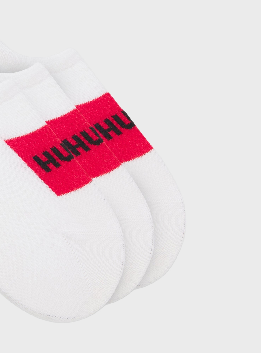 HUGO Three-Pack Of Invisible Socks With Red Logo Labels 3P LC LABEL CC - White