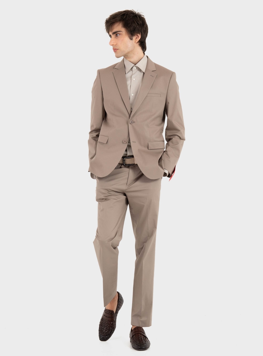 HUGO Extra-Slim-Fit Trousers In A Stretch Cotton Twill Hesten253X - Light Brown