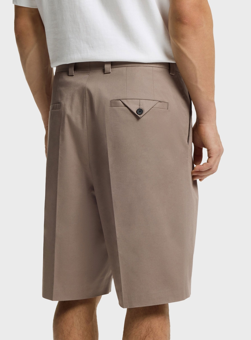 HUGO Relaxed-Fit Shorts In Stretch-Cotton Twill  Fery261X - Light Brown