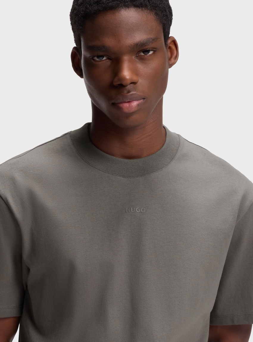 HUGO Relaxed-Fit T-Shirt In Cotton With Logo Print Dapolino - Grey
